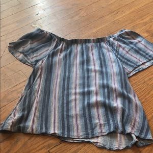 Off The Shoulder Striped Blouse